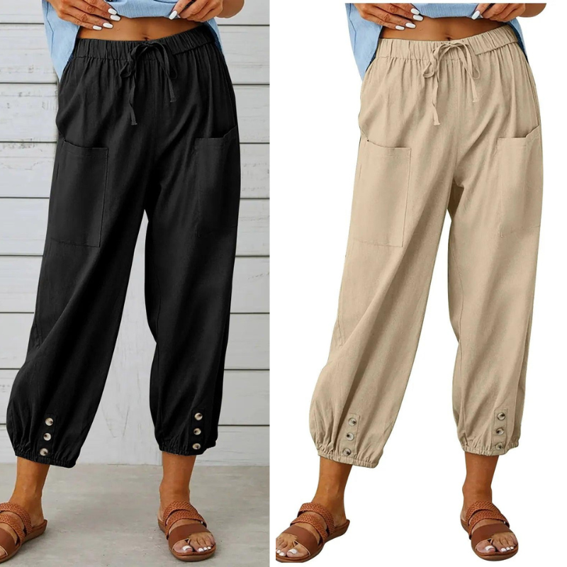 Lidia™ - Weite Damenhose aus Baumwolle und Leinen