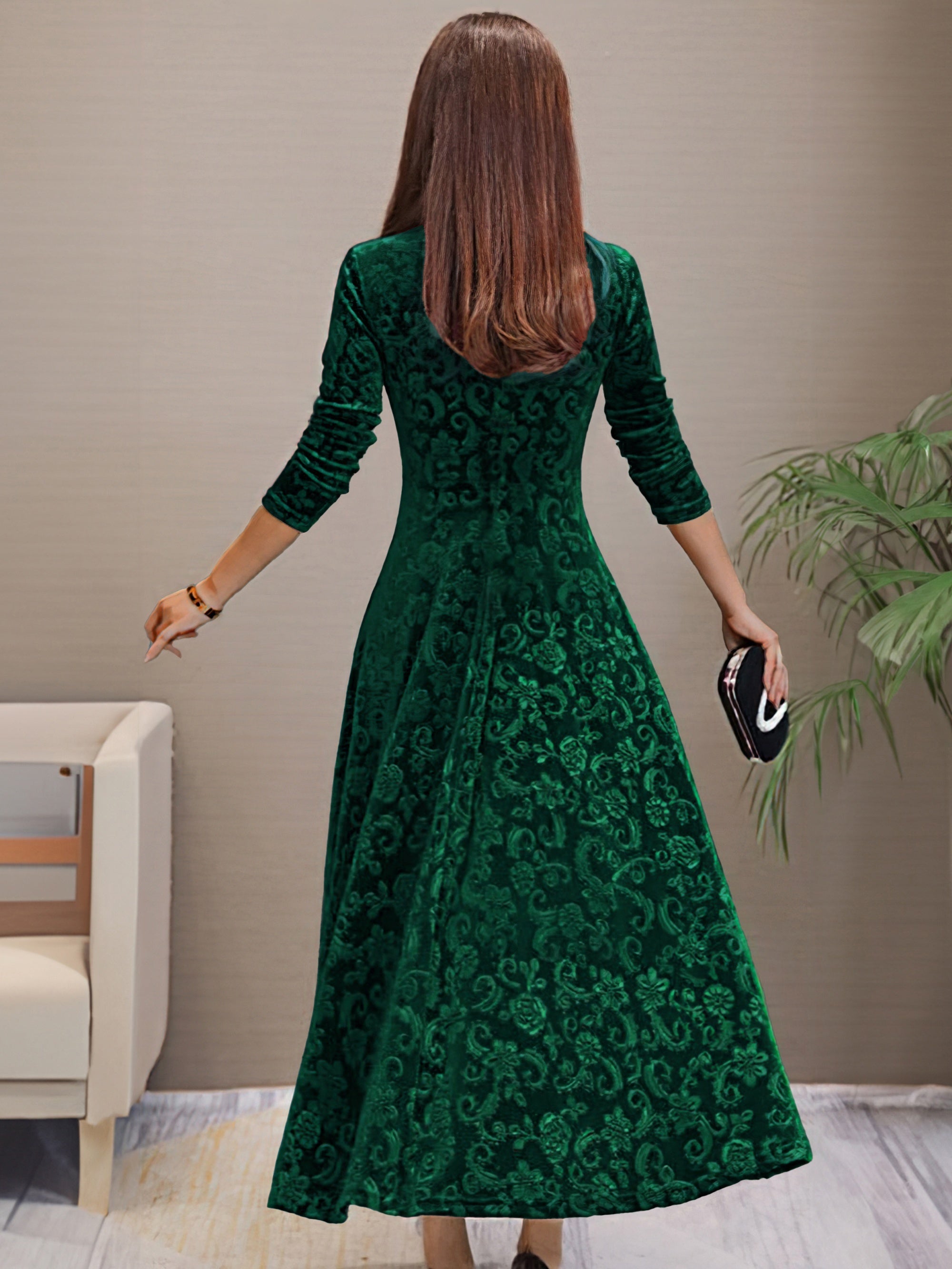 Anny™ - Elegantes Festkleid aus Samt mit V-Ausschnitt
