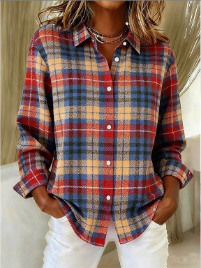 Lotis™ – Karierte Bluse mit Knopfverschluss