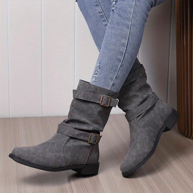 Belvia™ - Damenstiefeletten im Vintage-Stil mit Niedrigem Absatz und Schnallendetail