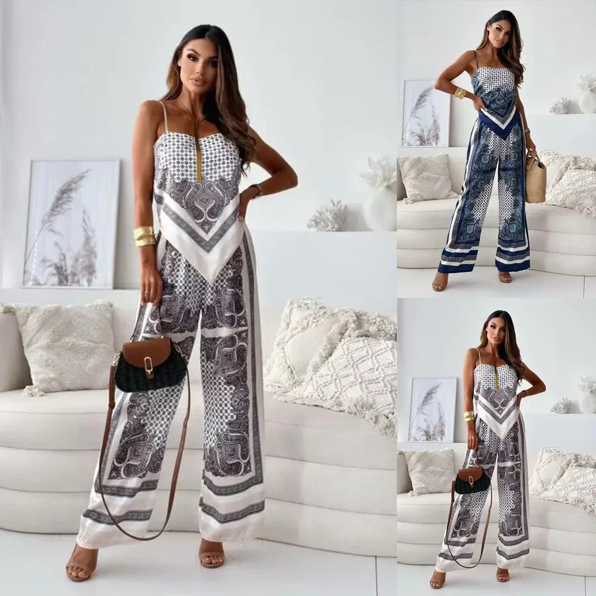 Solura™ - Stylish Two-Piece Set with Blouse Knot & Pants