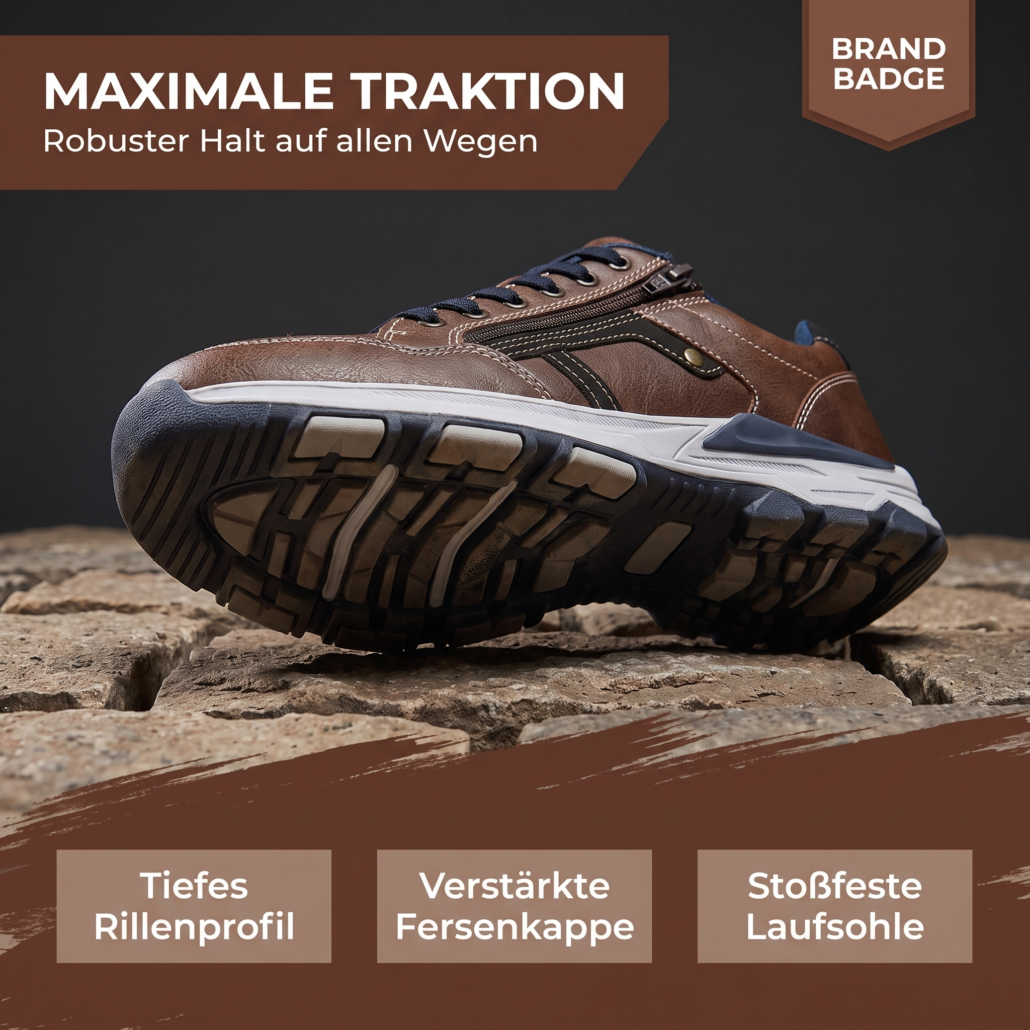 Brevika®Herren Outdoor Schuh mit Seitenreißverschluss
