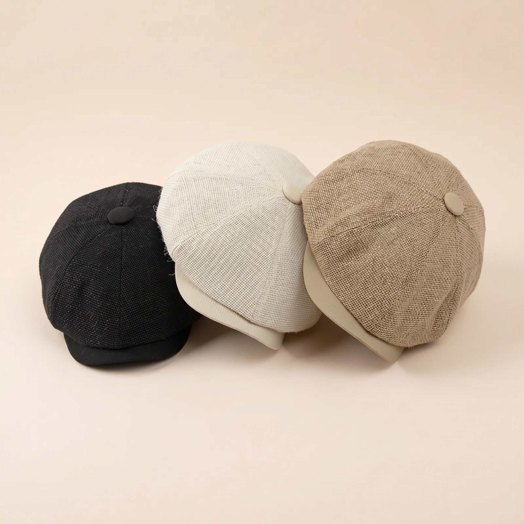 Leinen-Cap mit hoher Krone