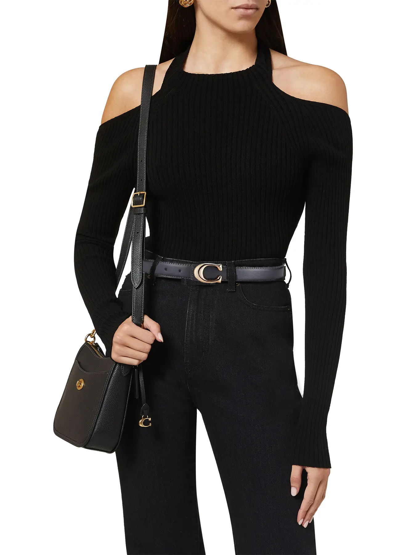 2pcs Women’s Skinny Belt C-Shaped Alloy Buckle, PU, 105–115cm