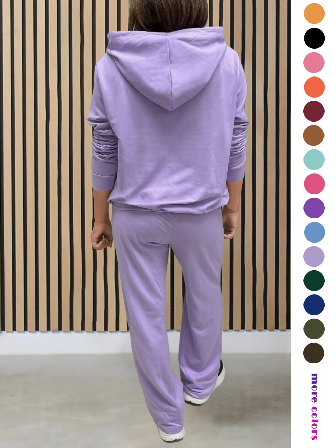 Two-Piece Set Outfit Women's Basic Solid Adjustable Drawstring Hoodie & High Waist Pants Set Long Sleeve Pocket Hooded Sweatshirt & Straight Leg Trousers for Spring & Fall, Ladies' Clothes for Daily Wear, Pants Top Set