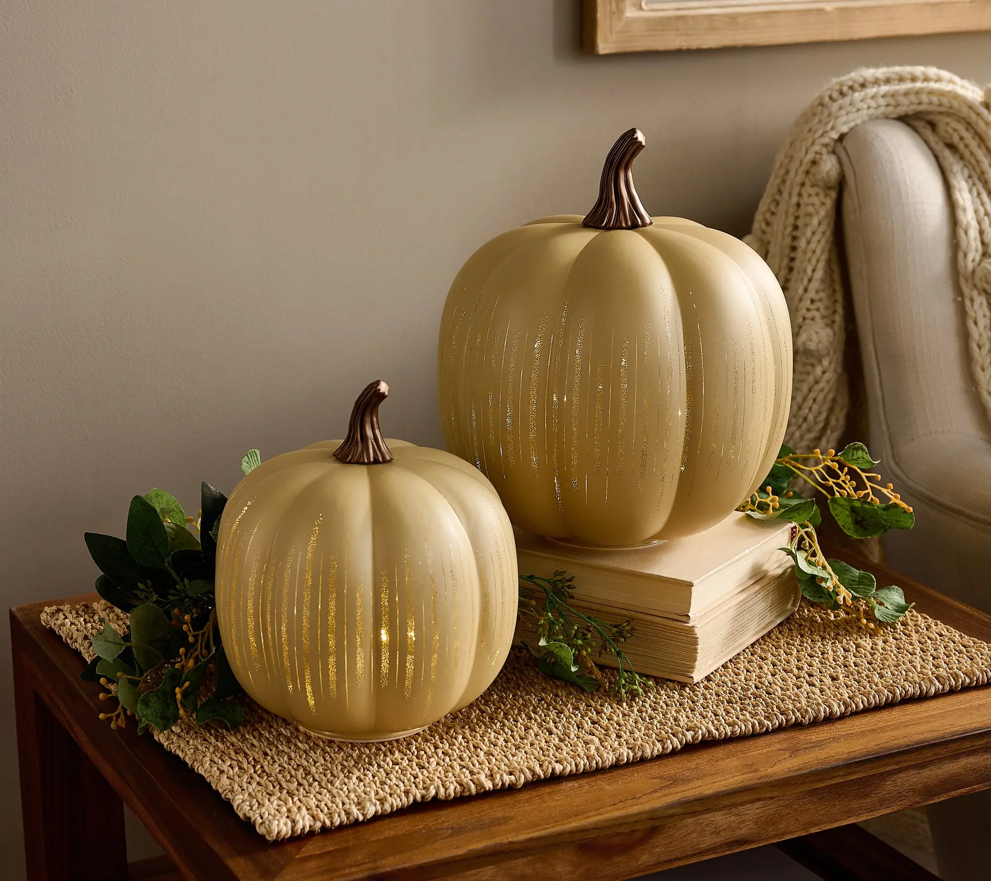 Illuminated Starry Night Glass Pumpkins by Valerie