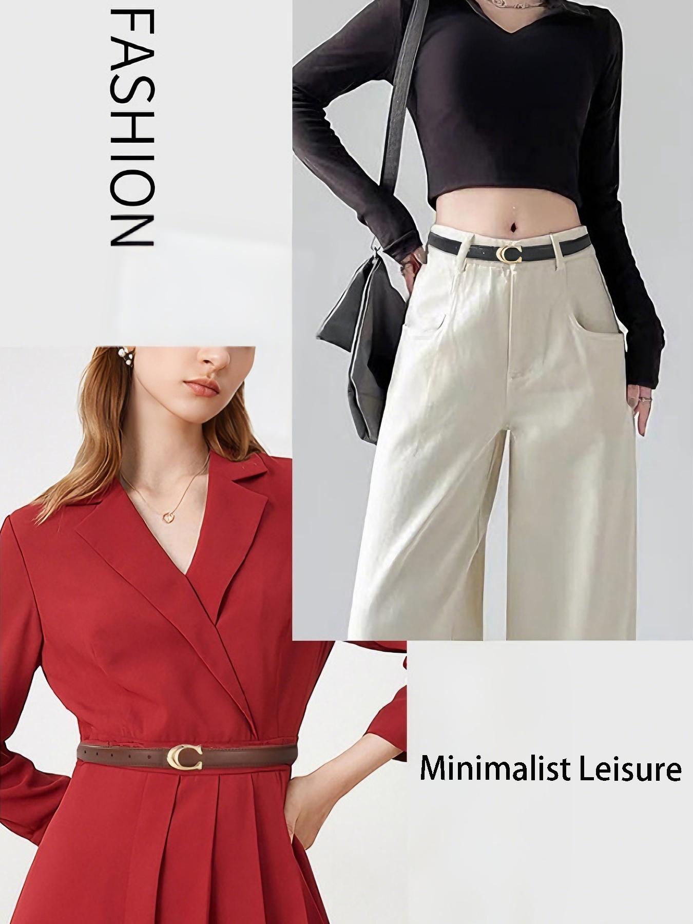 2pcs Women's New Fashion Belt, C-Shaped Alloy Buckle Design, Belt With Buckle, Casual Thin Waistband, Skinny Belts, Casual Trendy Waistband, Suitable for Jeans, Suits, Dresses, Versatile Fashion Belt 2pcs Women's New Fashion Belt, C-Shaped Alloy Buckle Design, Belt With Buckle, Casual Thin Waistband, Skinny Belts, Casual Trendy Waistband, Suitable for Jeans, Suits, Dresses, Versatile Fashion Belt