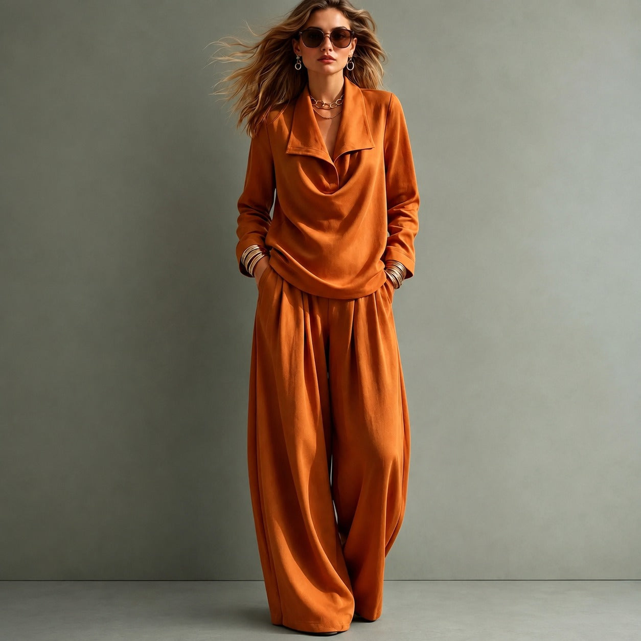 Santorini™ Set with Wide‑Neck Blouse & Fluid‑Fit Trousers