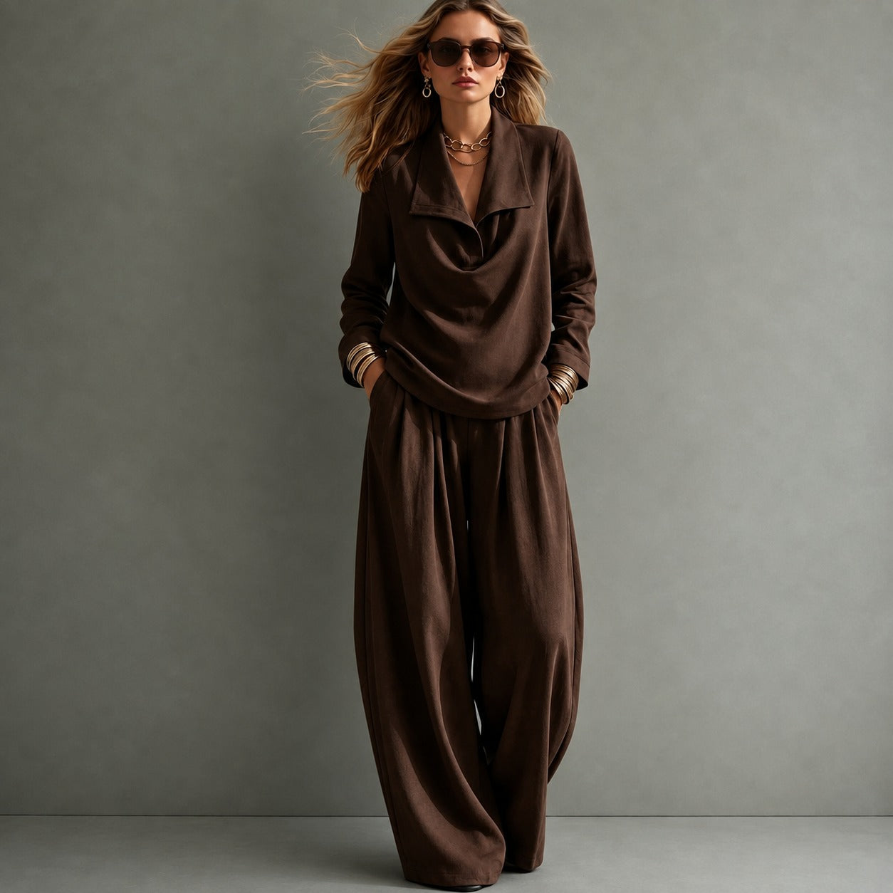 Santorini™ Set with Wide‑Neck Blouse & Fluid‑Fit Trousers