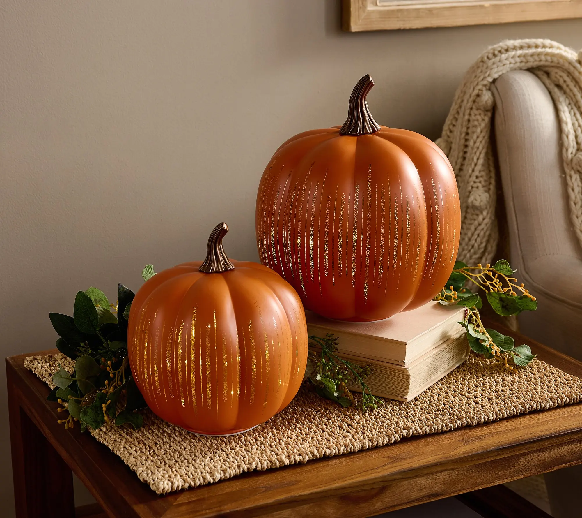 Illuminated Starry Night Glass Pumpkins by Valerie