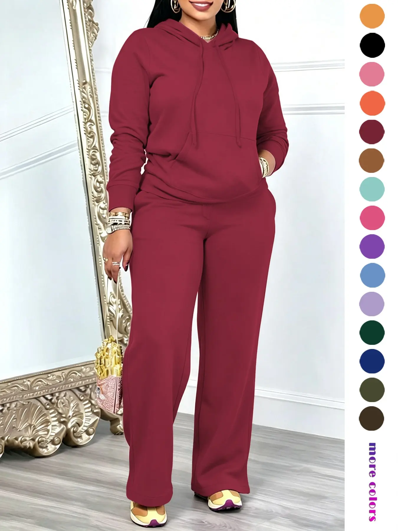 Two-Piece Set Outfit Women's Hoodie & High Waist Pants Casual Chic