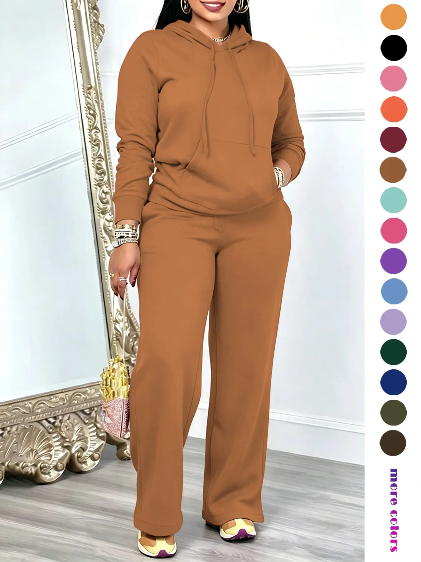 Two-Piece Set Outfit Women's Hoodie & High Waist Pants Casual Chic