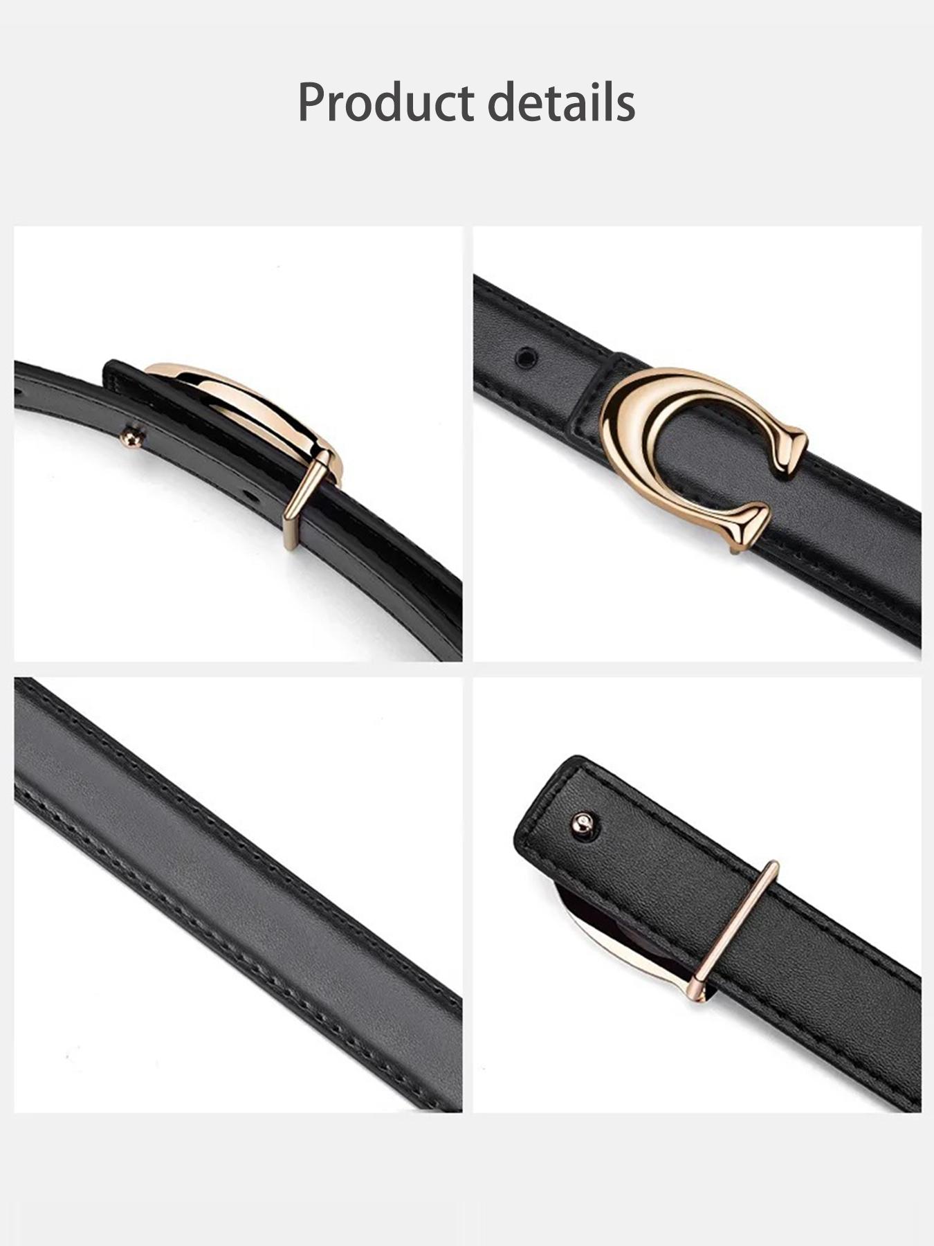 2pcs Women's New Fashion Belt, C-Shaped Alloy Buckle Design, Belt With Buckle, Casual Thin Waistband, Skinny Belts, Casual Trendy Waistband, Suitable for Jeans, Suits, Dresses, Versatile Fashion Belt 2pcs Women's New Fashion Belt, C-Shaped Alloy Buckle Design, Belt With Buckle, Casual Thin Waistband, Skinny Belts, Casual Trendy Waistband, Suitable for Jeans, Suits, Dresses, Versatile Fashion Belt