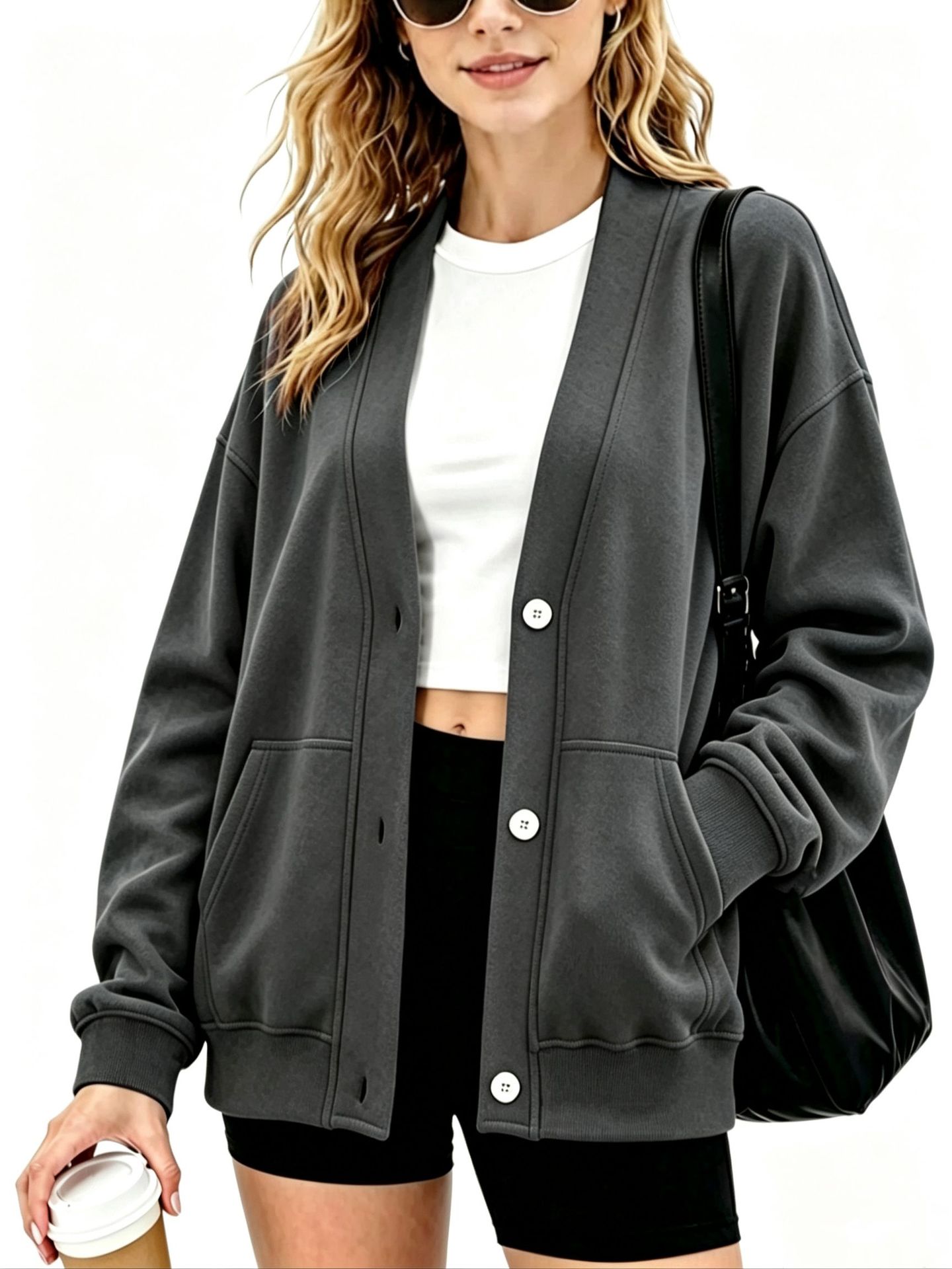 Autumn 2026 New Arrival: Solid-Color Casual Button-Up Cardigan