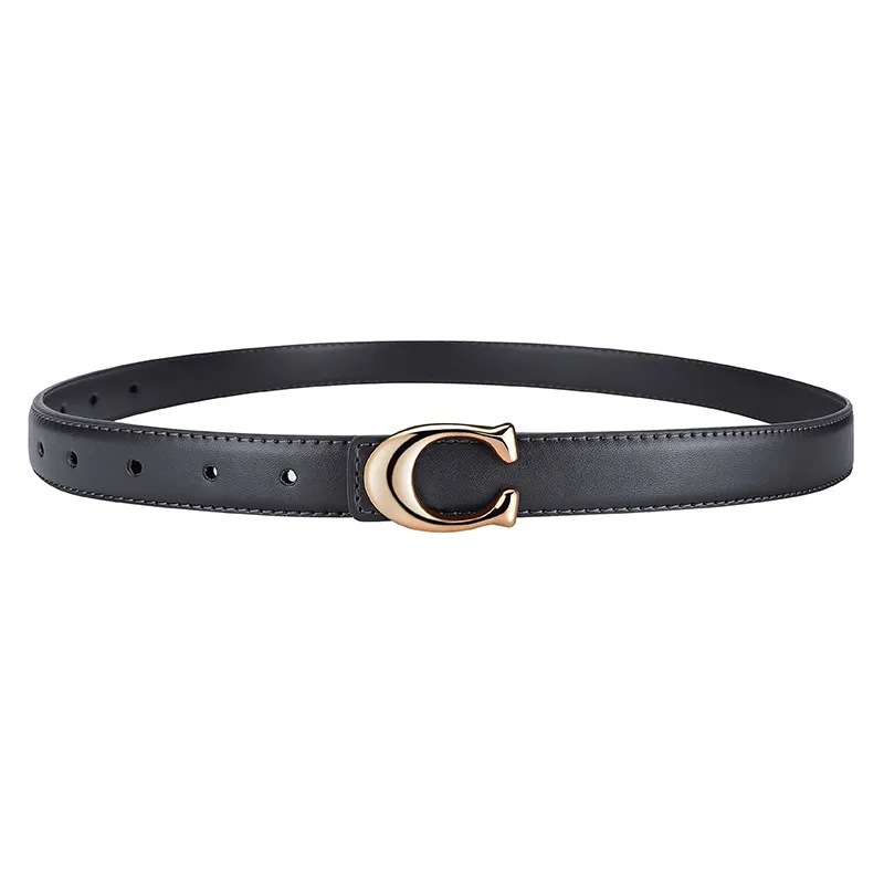 2pcs Women’s Skinny Belt C-Shaped Alloy Buckle, PU, 105–115cm