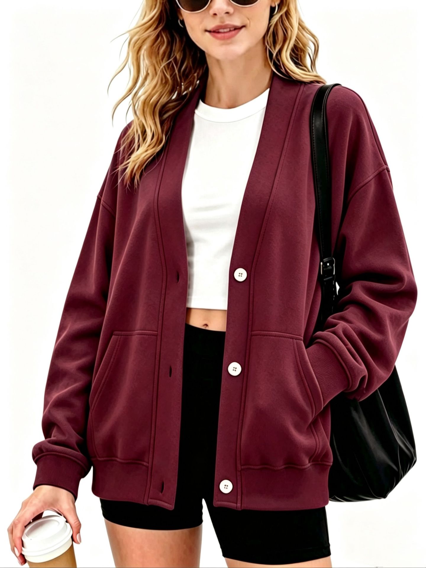 Autumn 2026 New Arrival: Solid-Color Casual Button-Up Cardigan