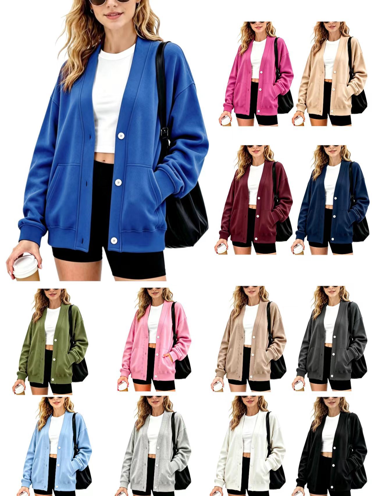 Autumn 2026 New Arrival: Solid-Color Casual Button-Up Cardigan