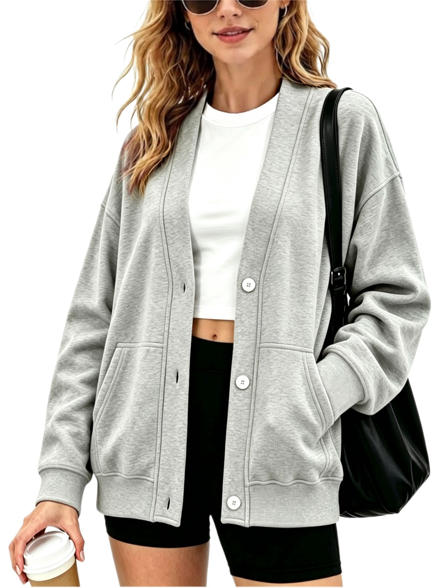 Autumn 2026 New Arrival: Solid-Color Casual Button-Up Cardigan