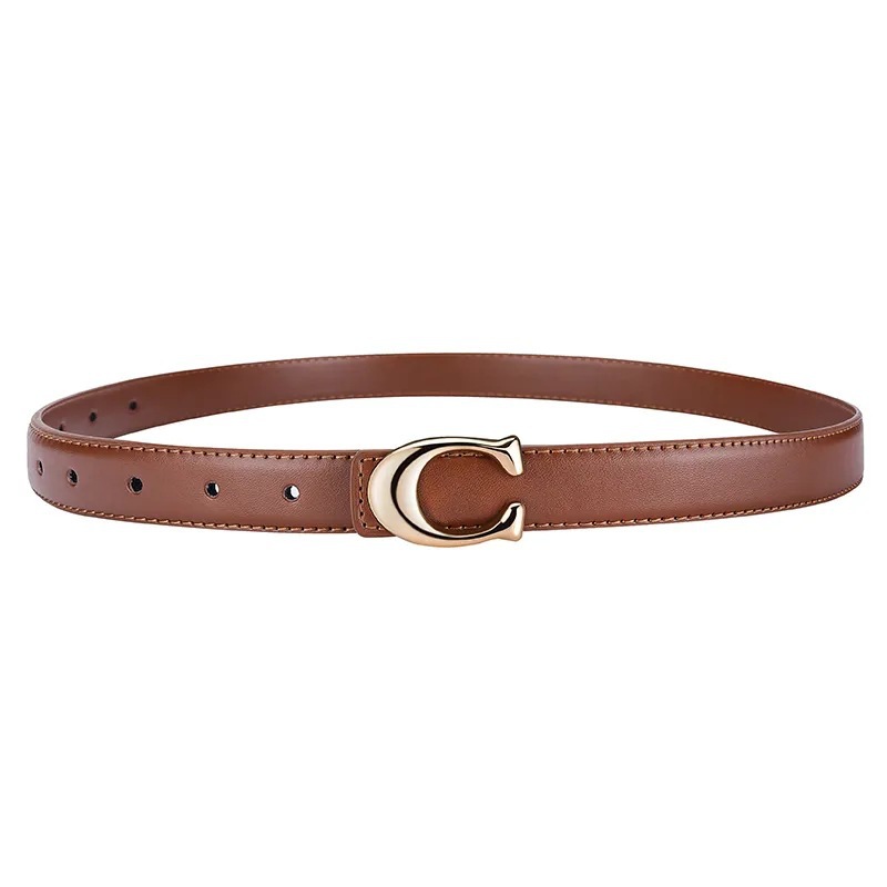 2pcs Women’s Skinny Belt C-Shaped Alloy Buckle, PU, 105–115cm