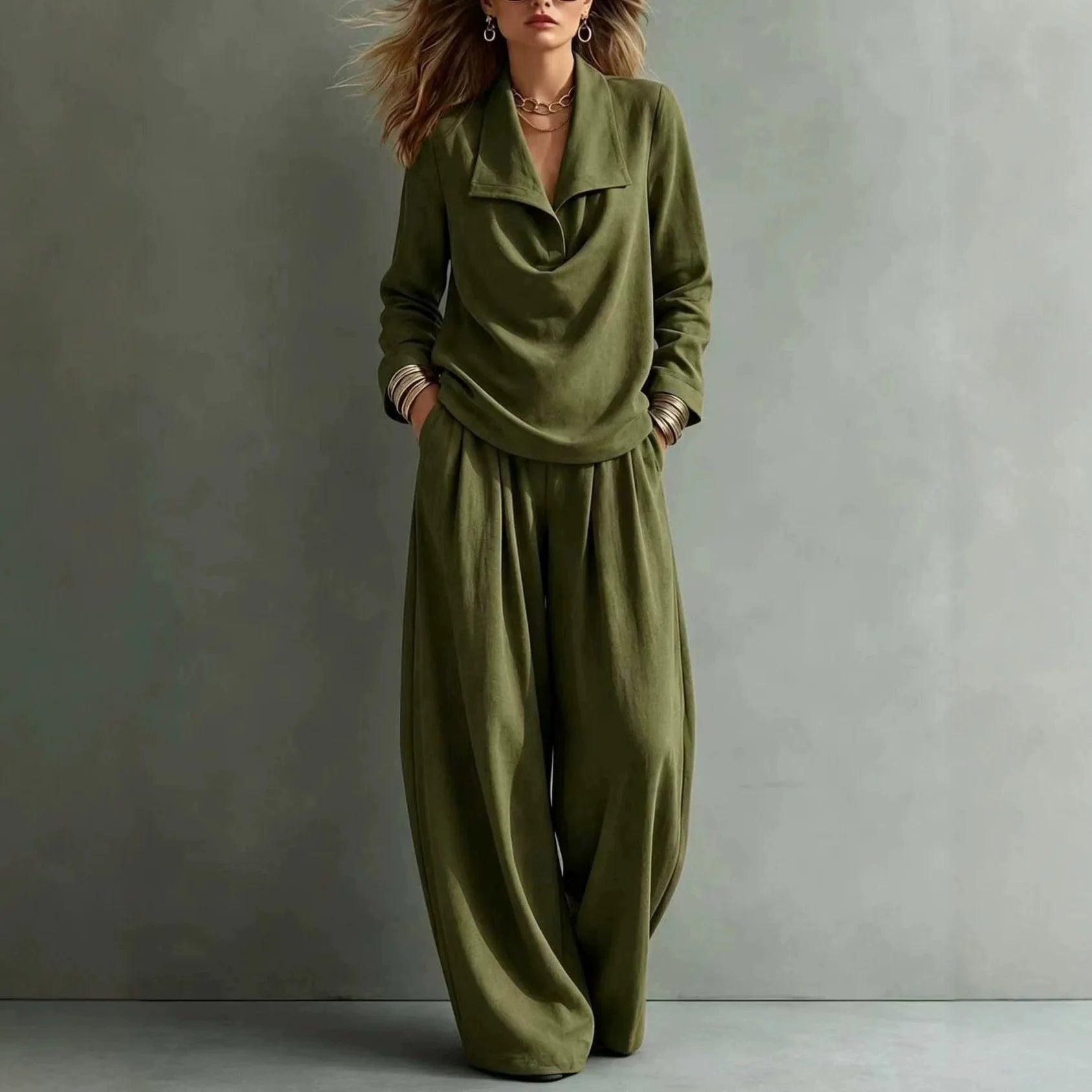 Santorini™ Set with Wide‑Neck Blouse & Fluid‑Fit Trousers