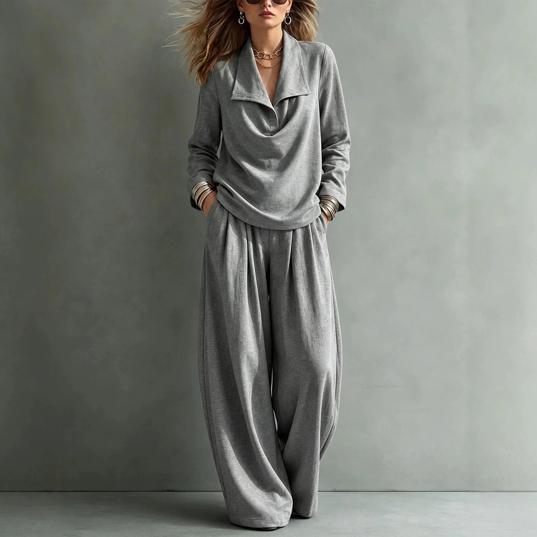 Santorini™ Set with Wide‑Neck Blouse & Fluid‑Fit Trousers