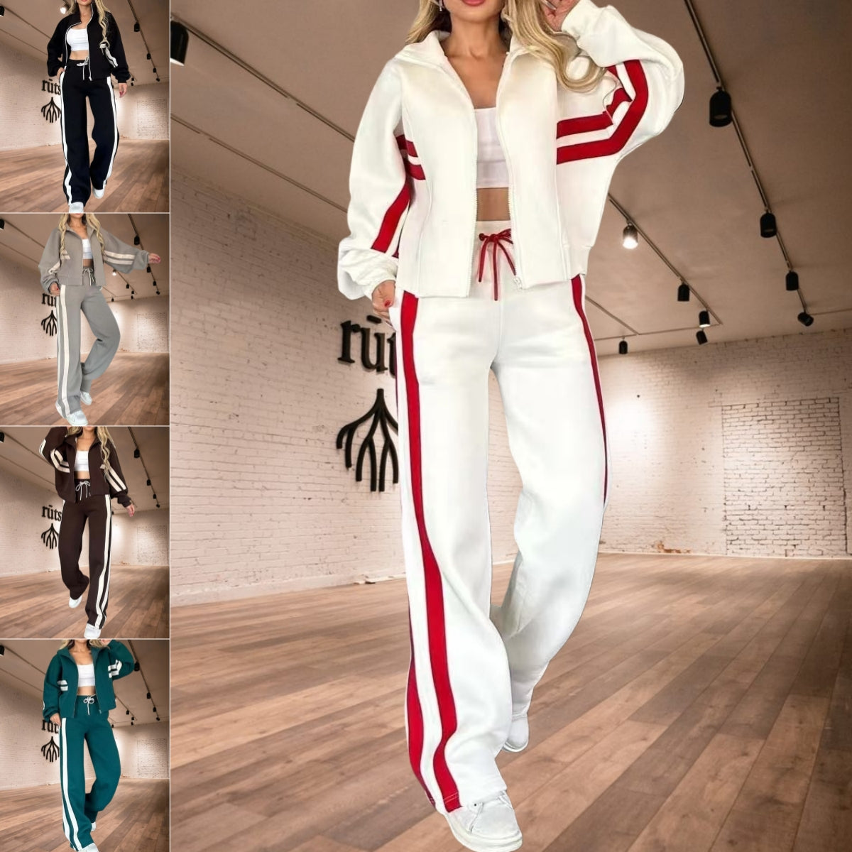 Striped zip-up jacket casual tracksuit-Bundle & Save: 10% OFF When You Buy 2🔥🔥🔥