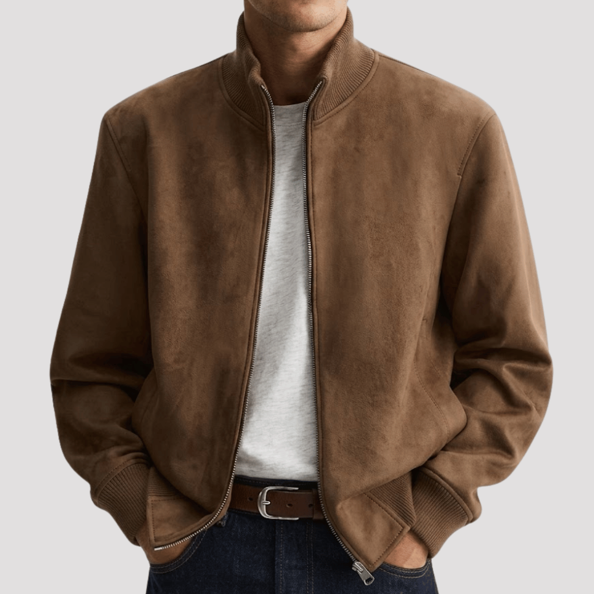 Men's Suede Jacket with Zipper
