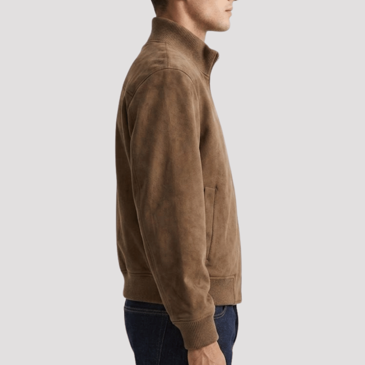 Men's Suede Jacket with Zipper