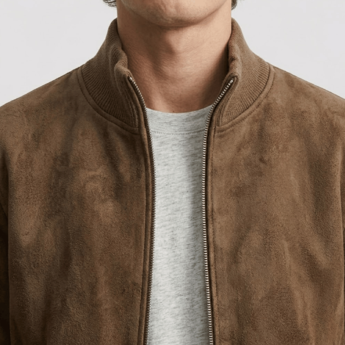 Men's Suede Jacket with Zipper