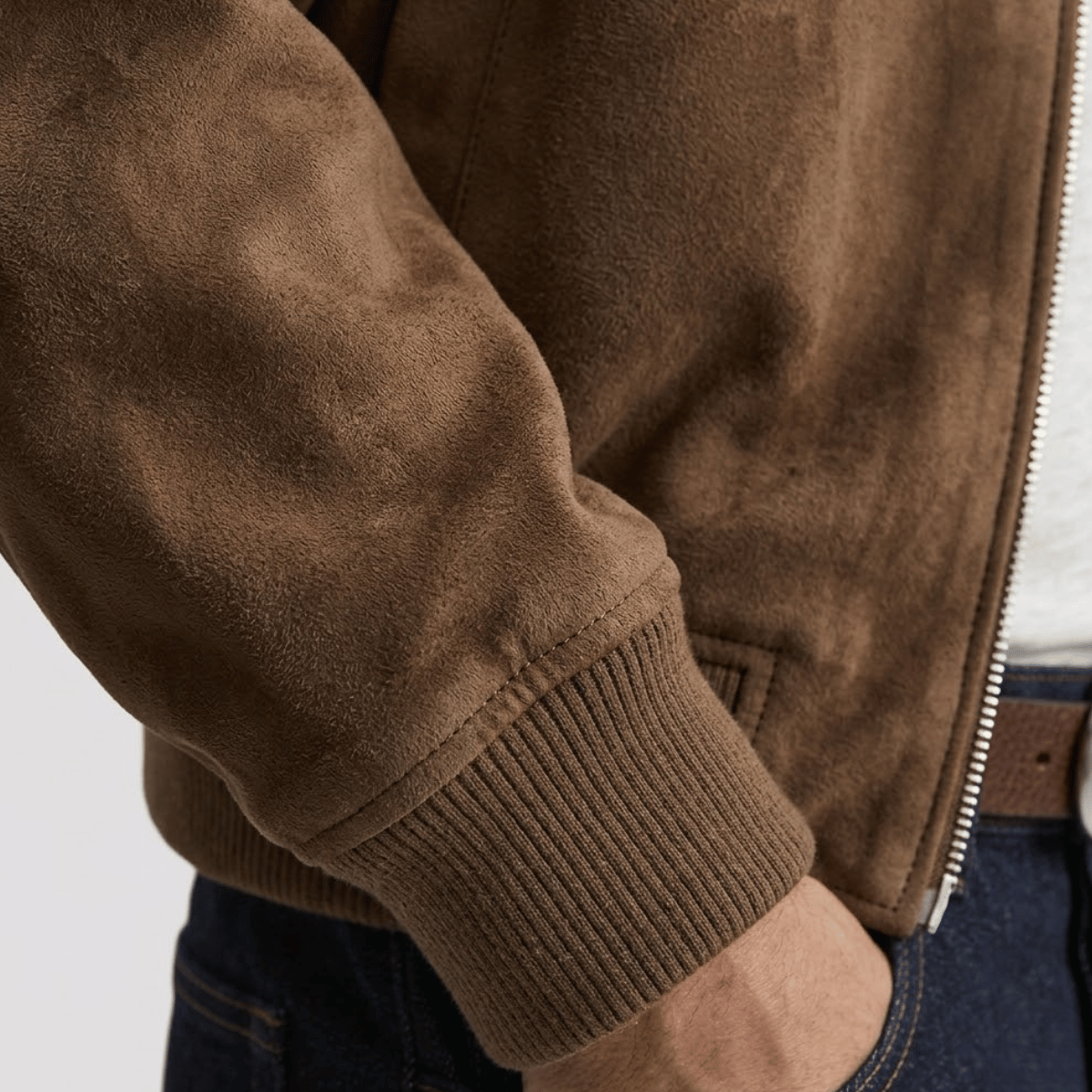 Men's Suede Jacket with Zipper