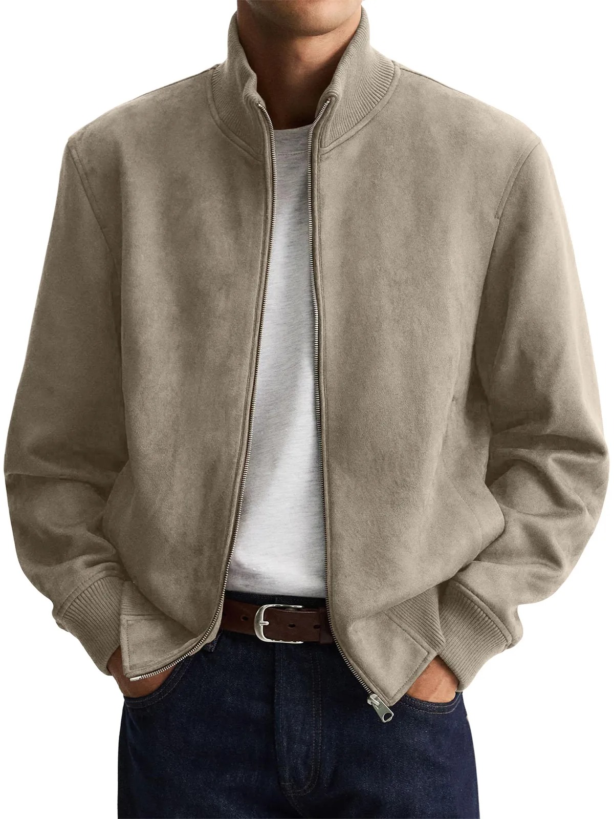 Men's Suede Jacket with Zipper
