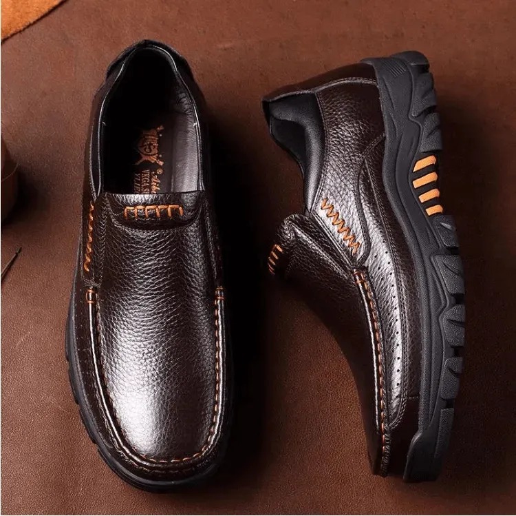 ⏰Limited Time Offer--50% OFF 🎉Men's waterproof and non-slip soft insole corrective leather shoes