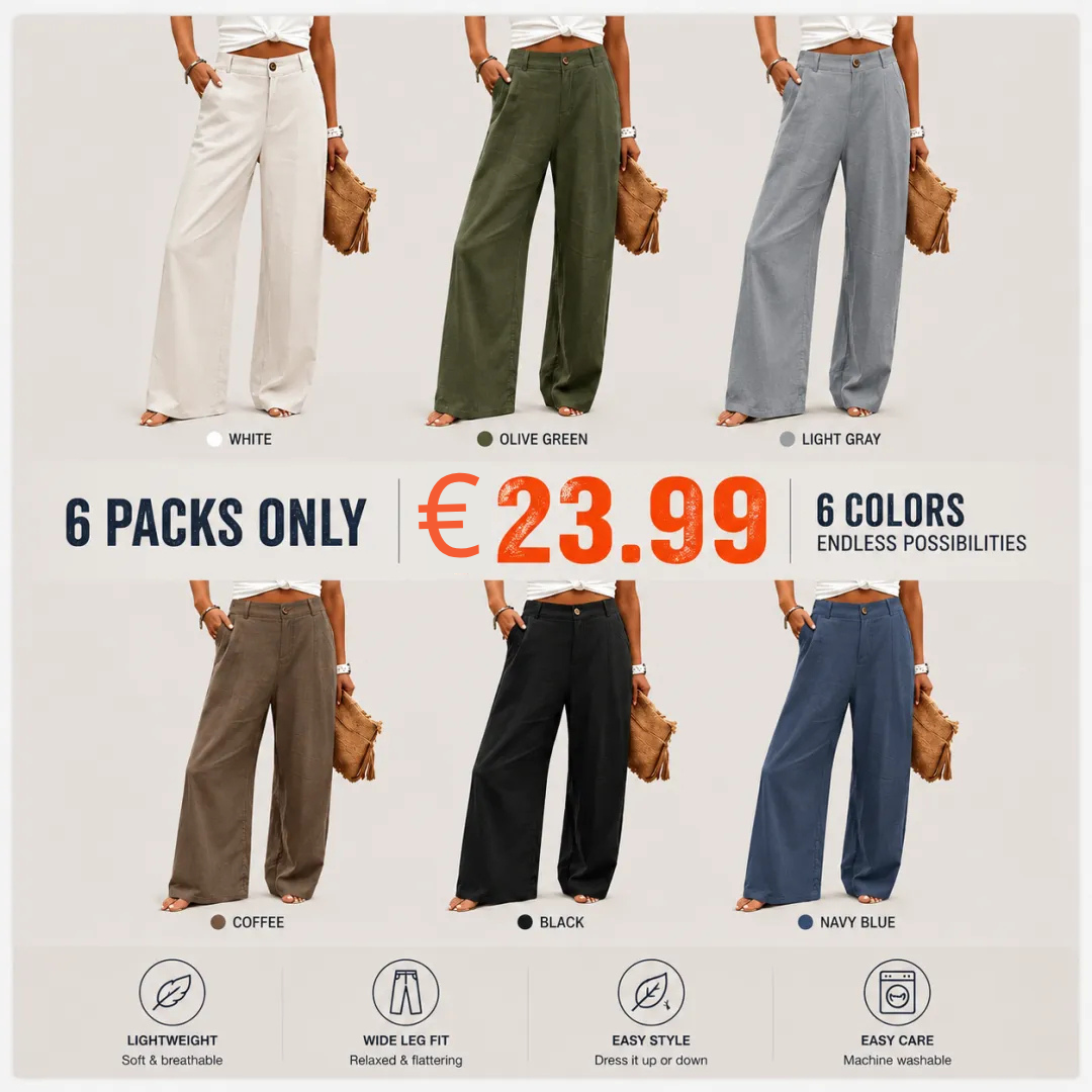 ⚡LAST 2 DAYS⚡- Women’s Casual High Waist Linen Wide Leg Trousers