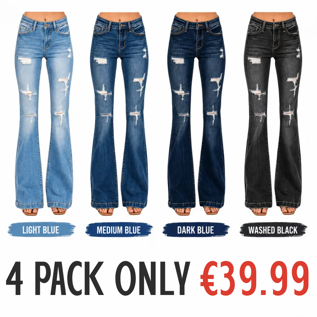 👖 Madison Mid-Rise Ripped Flare Jeans