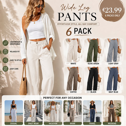 ⚡LAST 2 DAYS⚡- Women’s Casual High Waist Linen Wide Leg Trousers