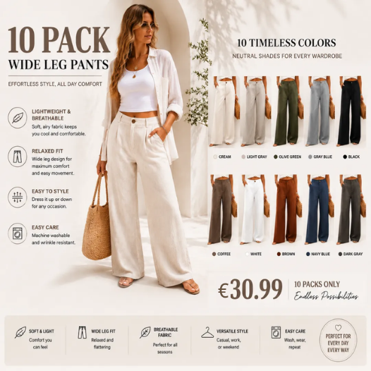⚡LAST 2 DAYS⚡- Women’s Casual High Waist Linen Wide Leg Trousers