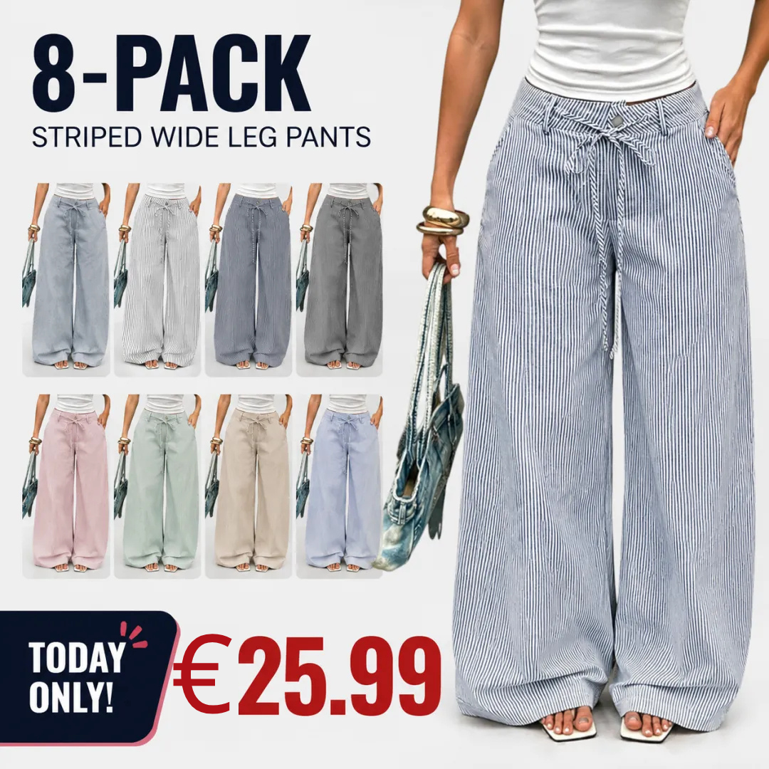 ⚡FINAL SALE⚡- Women's  Striped With Pockets Black Baggy Low Rise Wide Leg Pants