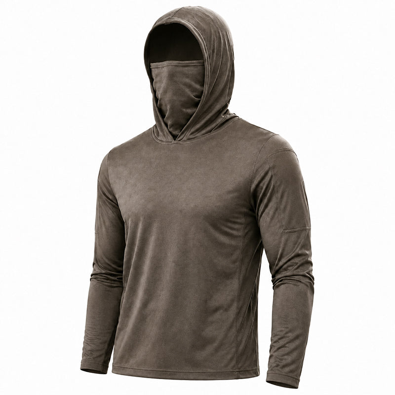 Men's UPF 50+ Long-Sleeve Sun-Protection Hoodie (with Sleeve Pocket and Face Mask)