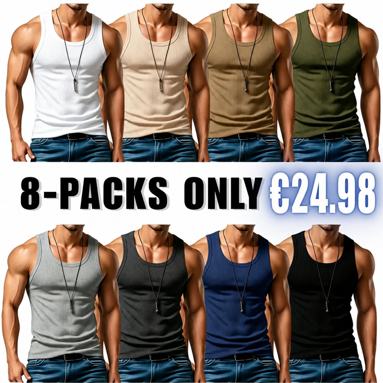Men's Wide Strap Ribbed Tank Top