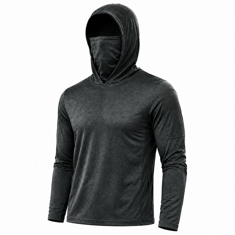 Men's UPF 50+ Long-Sleeve Sun-Protection Hoodie (with Sleeve Pocket and Face Mask)