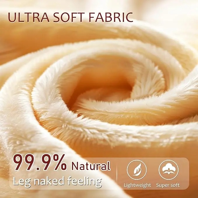 Women's Fake Sheer Thermal Tights, Fleece Lined High Stretch Warm Pantyhose, Minimalist Slim Thick Leggings for Winter Dress Daily Wear