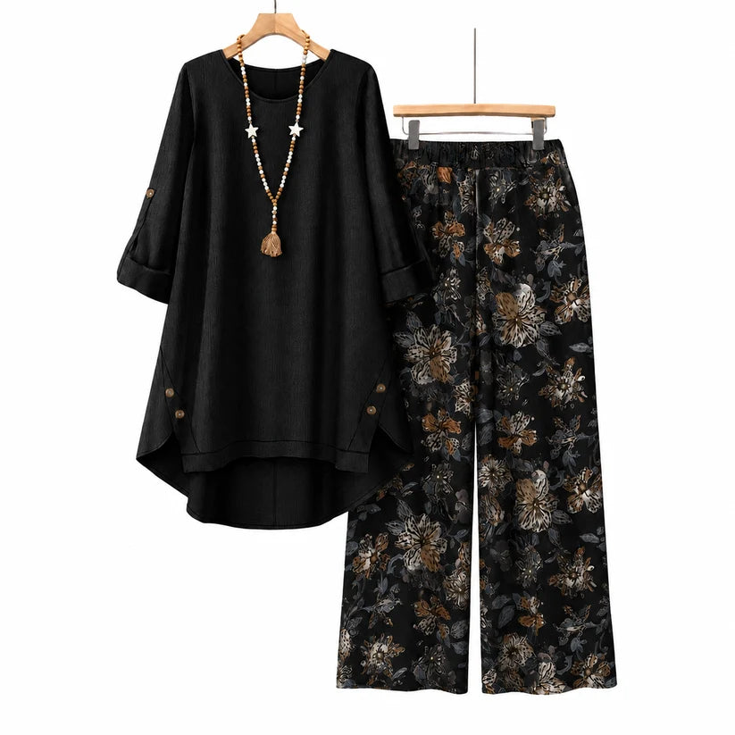 🔥Women's Cotton Linen Half Sleeve Top ＆ Pants Set – Breathable & lightweight