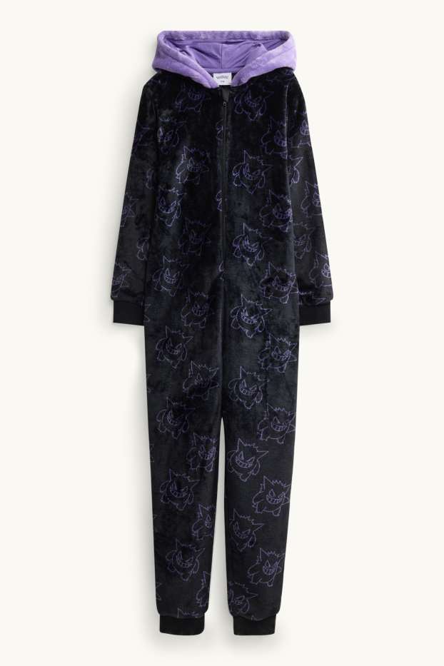 Pokémon - fleece onesie with hood - gray / purple