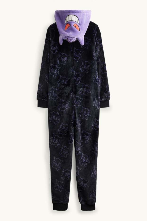 Pokémon - fleece onesie with hood - gray / purple