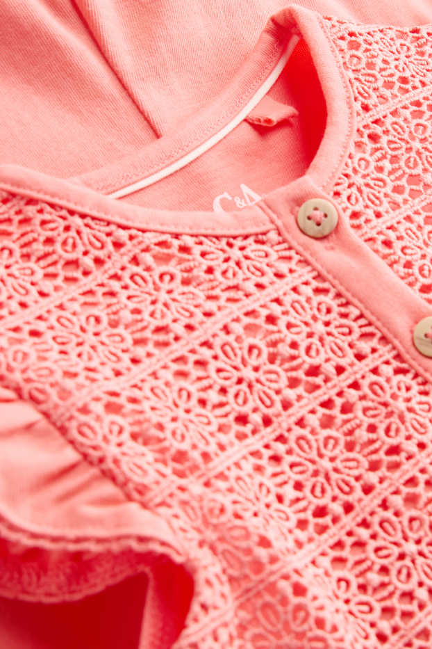 Baby Girls - Floral - baby playsuit - coral