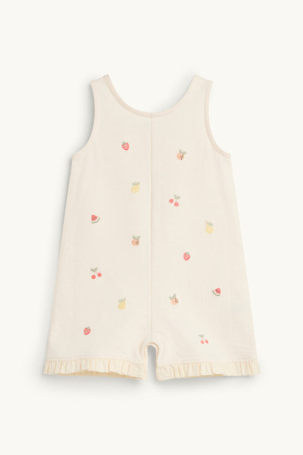 Baby Girls - Fruit - baby playsuit - white