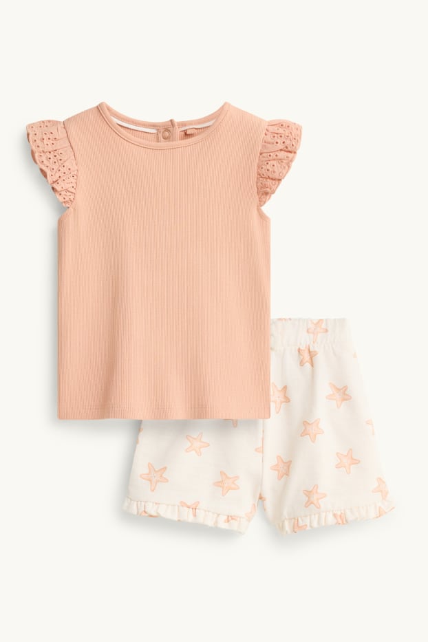 Baby Girls - Starfish - baby outfit - 2 piece - orange