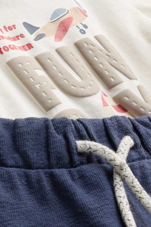 Baby Boys - Aeroplane and boat - baby outfit - 2 piece - white / blue
