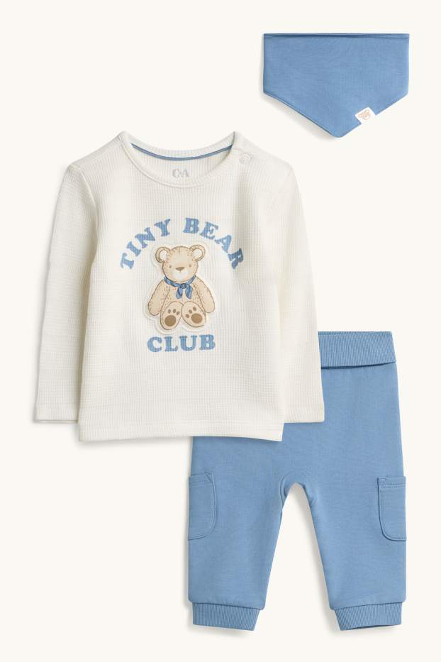 Baby Boys - Teddy bear - newborn outfit - 3 piece - blue / white