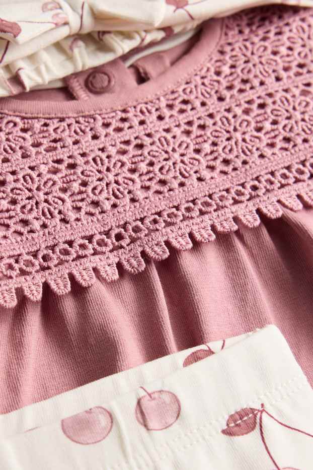 Baby Girls - Cherry - baby outfit - 3 piece - white / rose